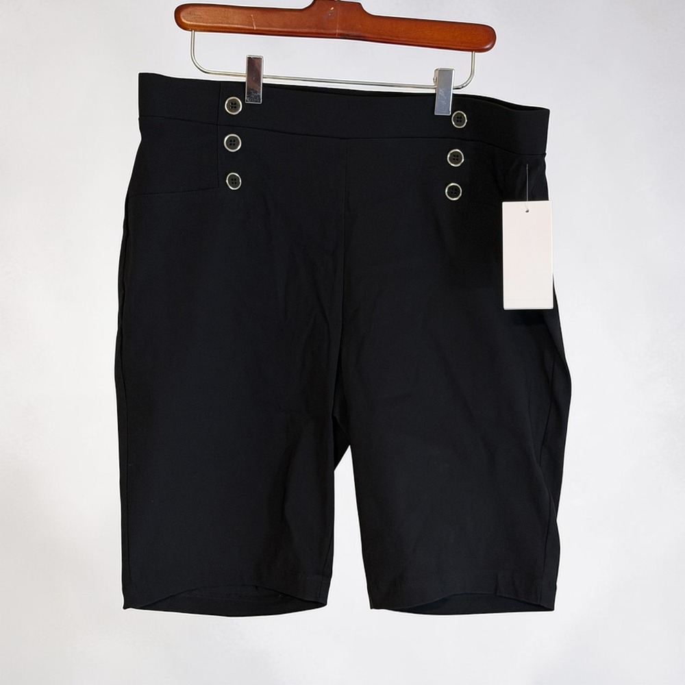 Chloe + Jasmine Shorts Womens XL Black High Rise Sailor Button Stretch NEW‎